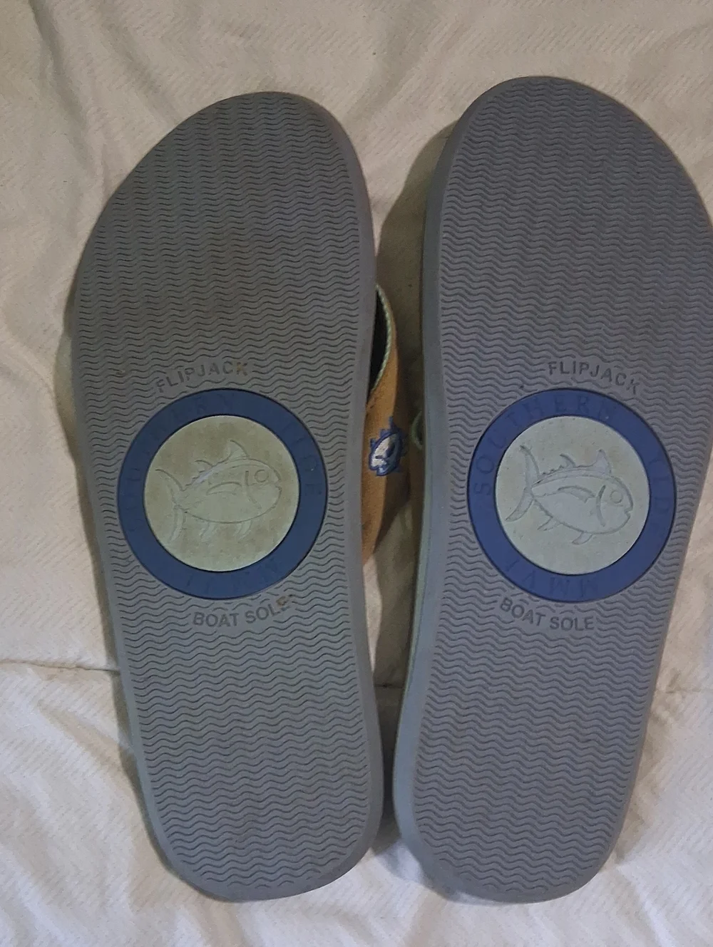 Southern Tide Brown Flip Flops with Tan Embroidered Straps